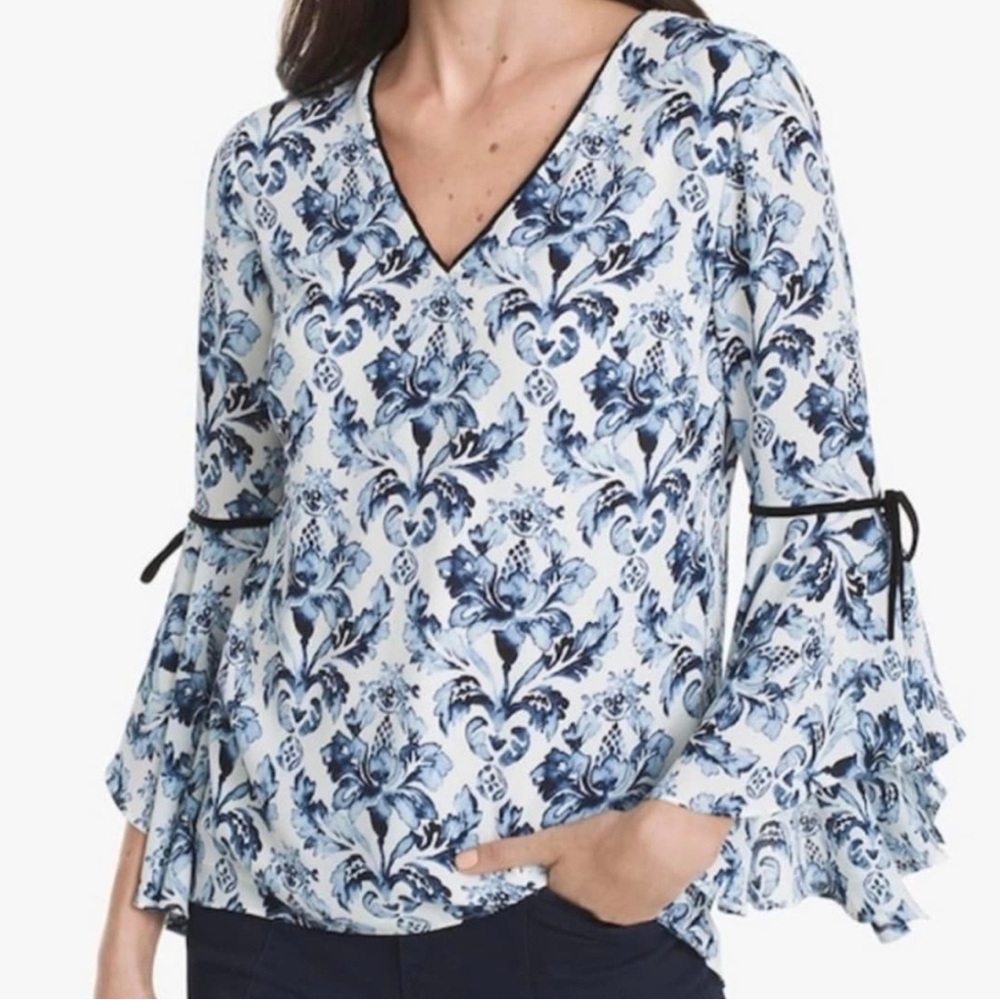 White House Black Market Printed Elsa Top